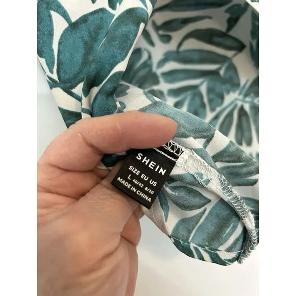 SHEIN Large Beige And Green Leaf Print Camisole L Adjustable Straps - Picture 9 of 9